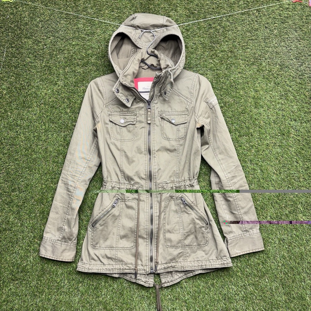 Abercrombie & Fitch Military Parka Jacket Womens Small Green Zip Bella Swan y2k